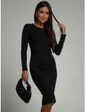 Basic striped dress with long sleeves, black FG548 - Online store - Boutique